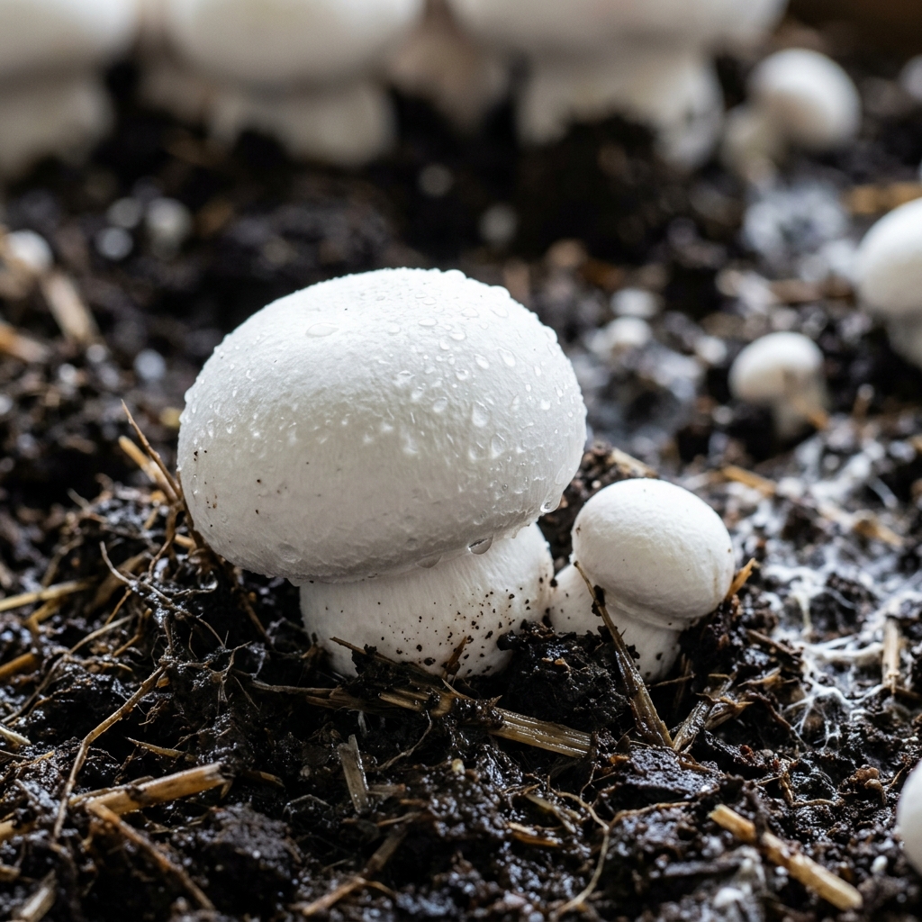 Agaricus bisporus (var. albidus)