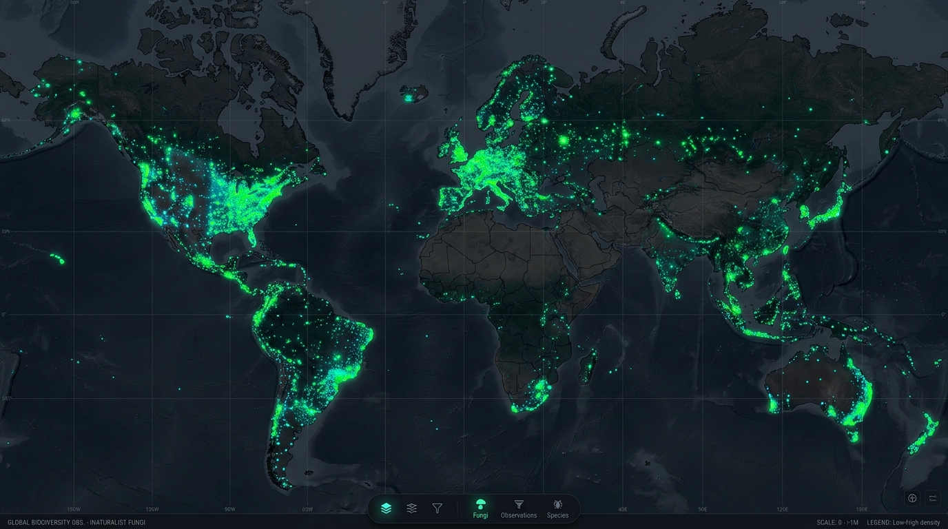 Carte Mondiale des Découvertes iNaturalist