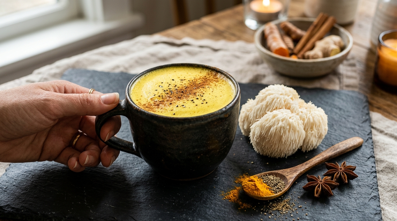 Leche Dorada (Golden Milk) Nootrópica con Melena de León