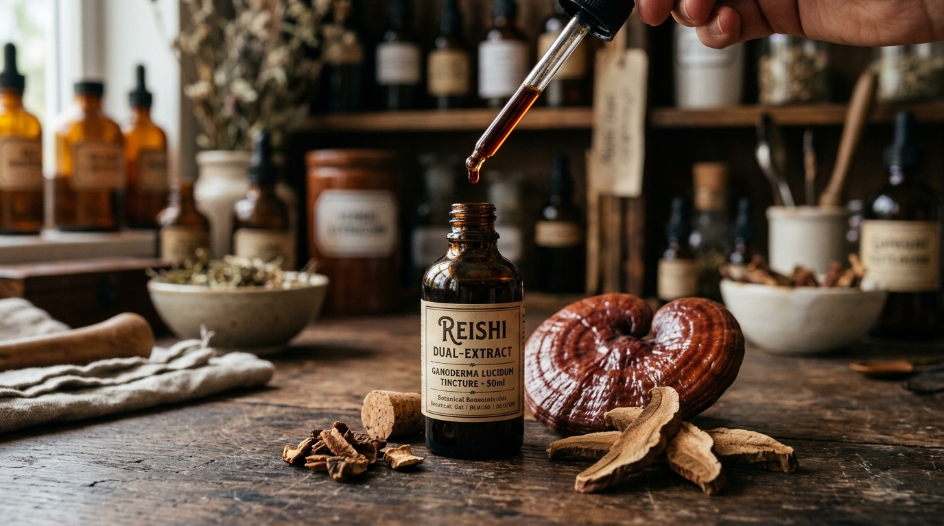Tintura de Extracción Dual: Elixir de Reishi (Ganoderma lucidum)